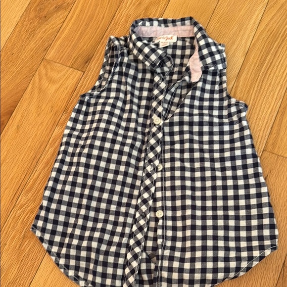 Cat & Jack Black and White Checkered Sleeveless Shirt - Picture 2 of 3